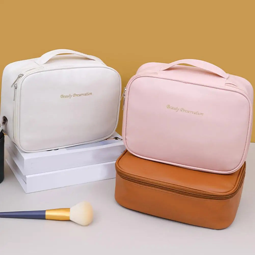 Women's Cosmetic Bag Makeup Bag Double Layer Large Capacity Luxury Cosmetics Organizer Travel Essentials Women's Cosmetic Bag Peaceful Pleasures Health and Wellness