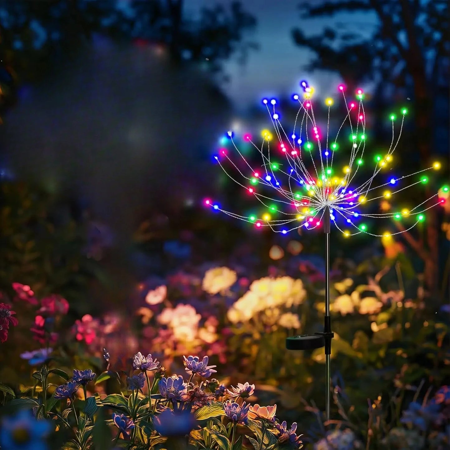 Solar LED Dandelion Firework Stake Lights | Outdoor Garden Lawn