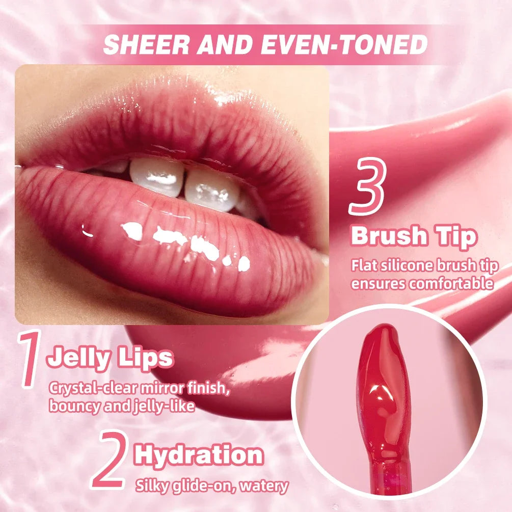 QIBEST Mirror Pearl Lip Gloss Long Lasting Moisturizing Lipstick Shine Glitter Lip Glaze Women Non Stick Cup Lip Tint Cosmetics Peaceful Pleasures Health and Wellness