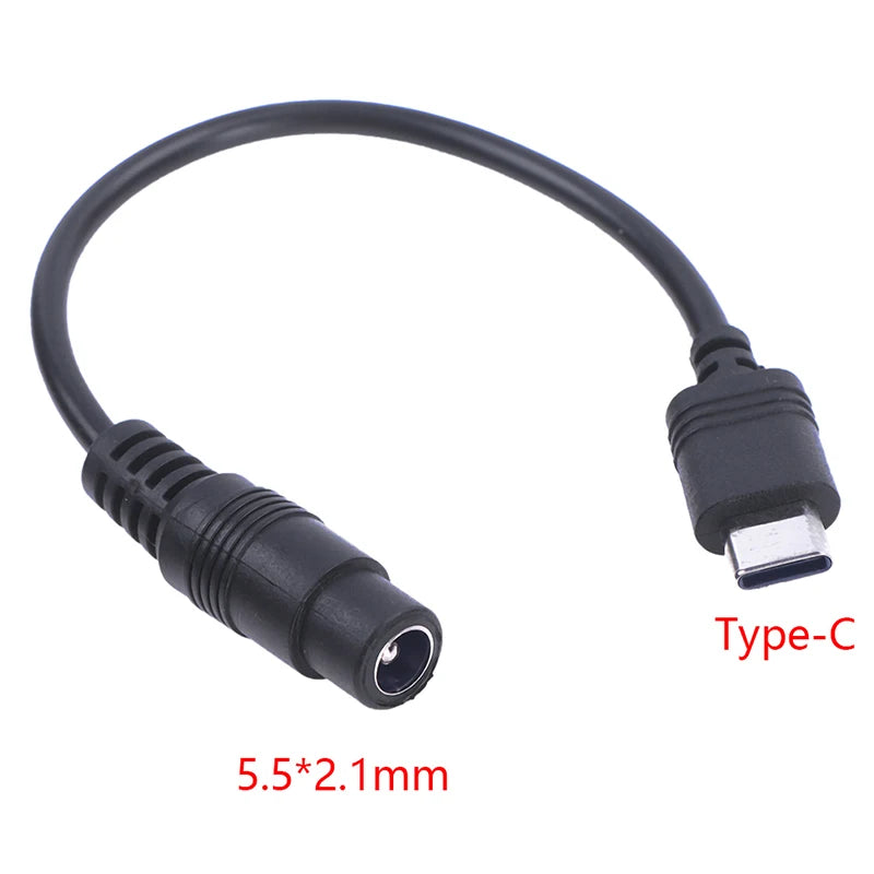 USB-C to DC 5.5×2.1mm Female Power Adapter Cable 18cm Power Adapter Cable Peaceful Pleasures Health and Wellness black