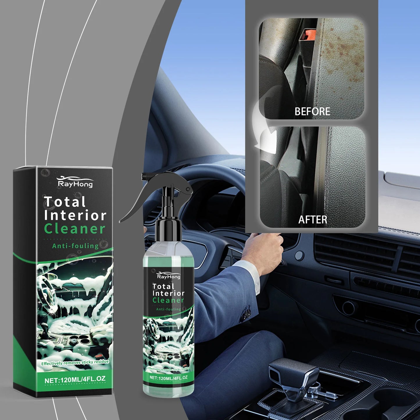 Car Interior Foam Cleaner Spray – Leather, Dash & Seat Detailer