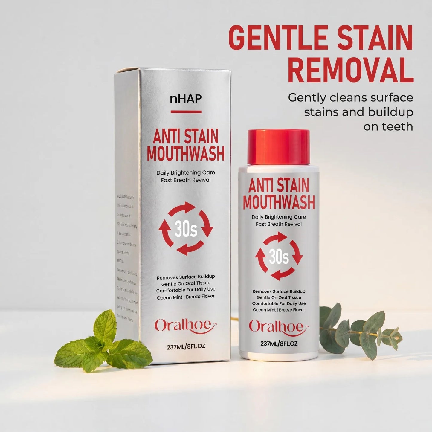 nHAP Whitening Mouthwash – Anti-Stain & Fresh Breath 237ml