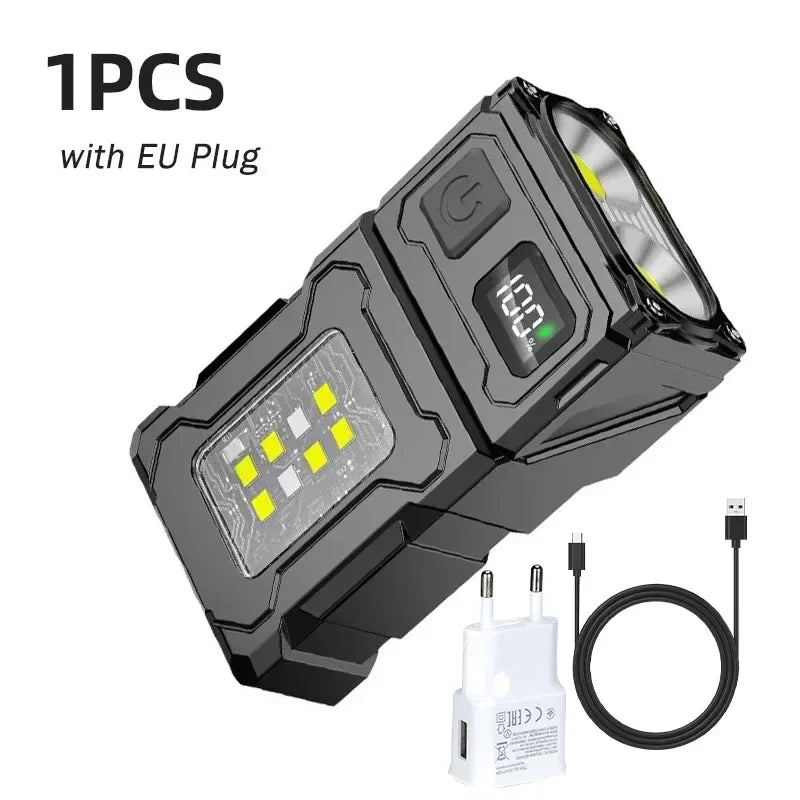 Portable COB LED Rechargeable Flashlight Lantern with Hat Clip