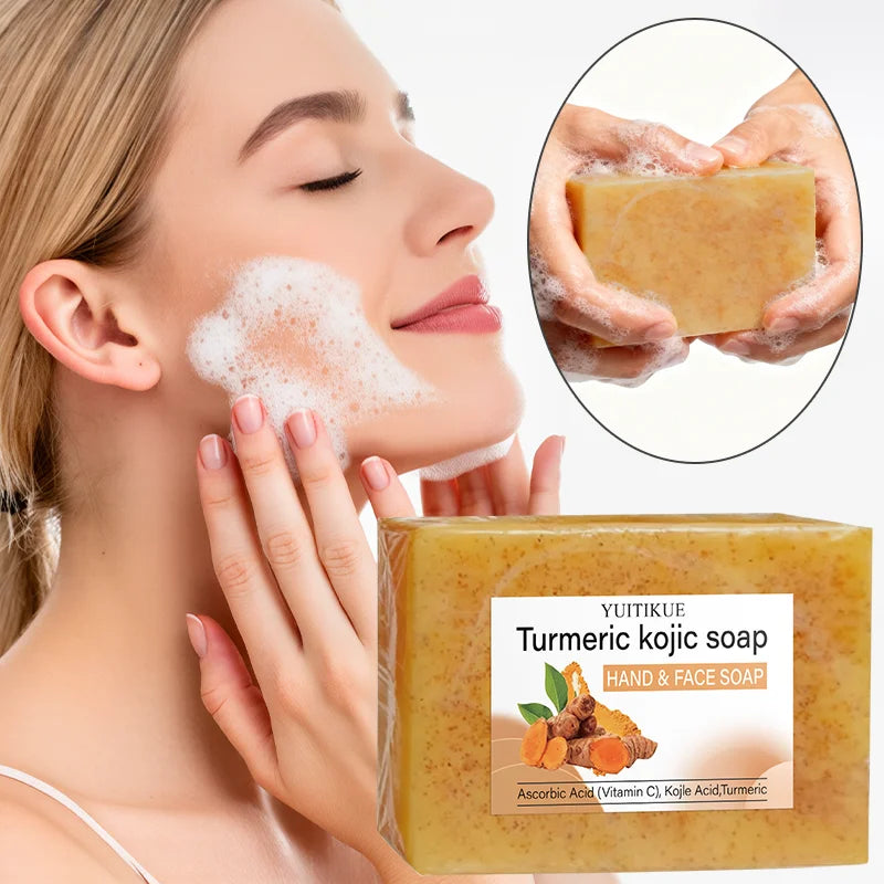 YUITIKUE Turmeric Kojic Soap 100g - Natural Vitamin C Formula, Brightens & Moisturizes, Deep Cleansing, for Face & Hands Peaceful Pleasures Health and Wellness