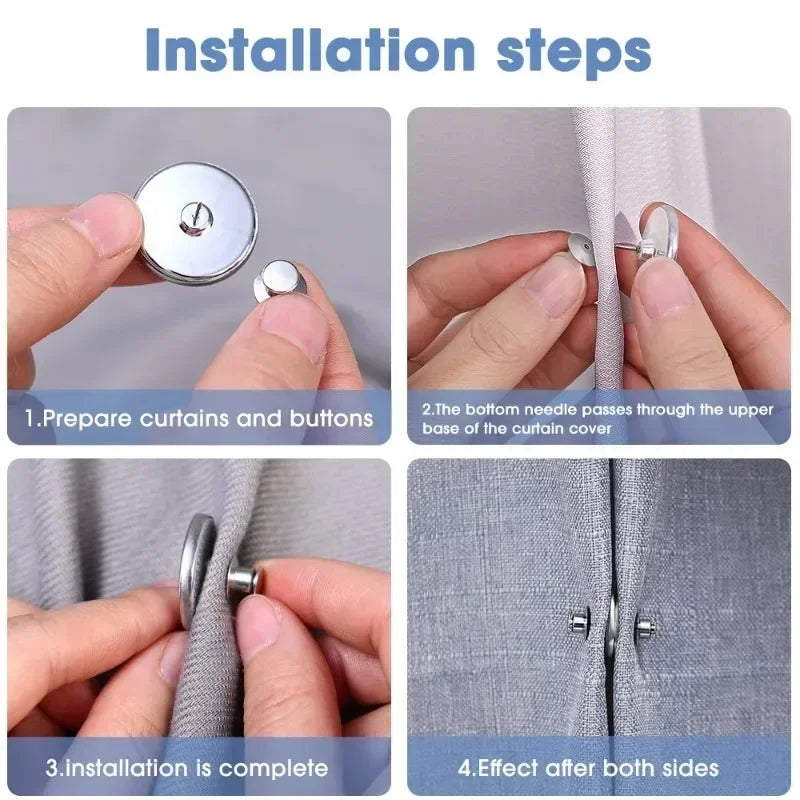 1-10Pairs Curtain Magnetic Button Nail Free Detachable Window Curtain Close Magnet Buckle Adjustment Curtain Clip Accessories Peaceful Pleasures Health and Wellness