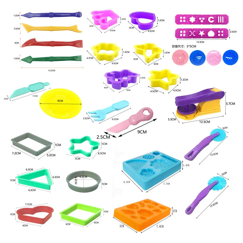 Play Dough Mold Tools Creative Noodles Maker Plate Knife Fork Shape