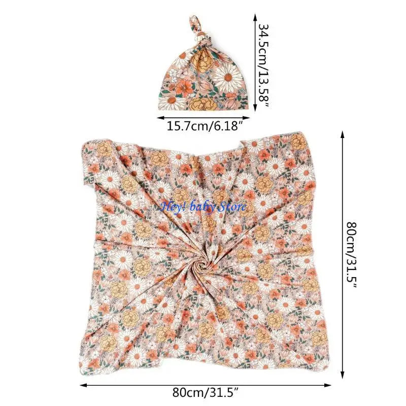 Bamboo Newborn Swaddle Blanket & Turban Hat Set | 25 Colors