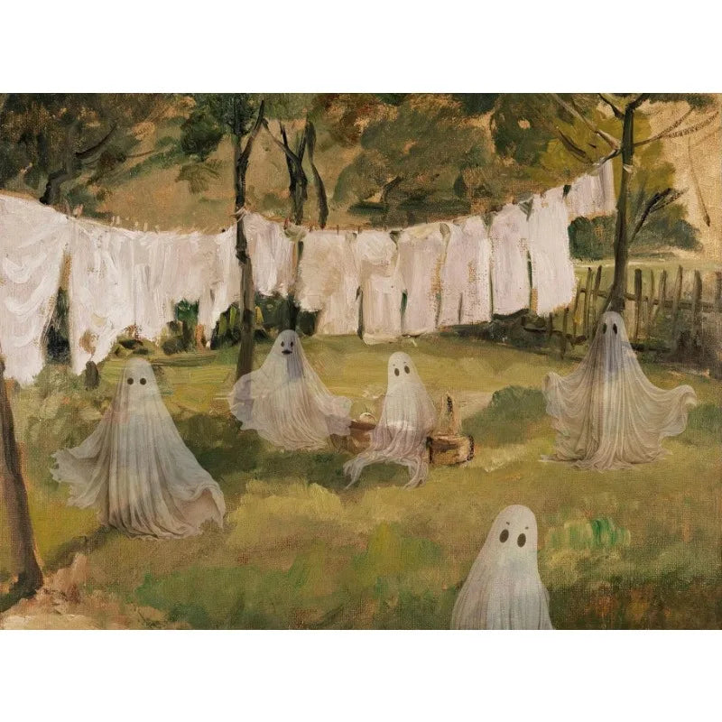 Halloween Ghost Fall Canvas Wall Art | Rustic Farmhouse Decor Canvas Wall Art Peaceful Pleasures Health and Wellness