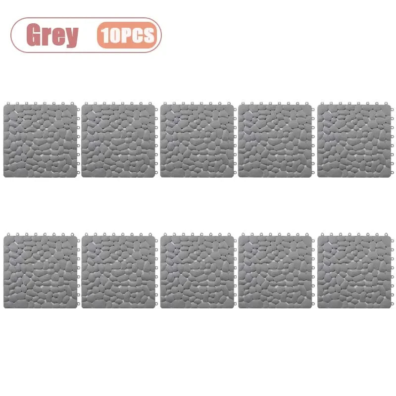 Non-Slip Pebble Bath Mat 30×30cm | Waterproof Splicing Shower Pad