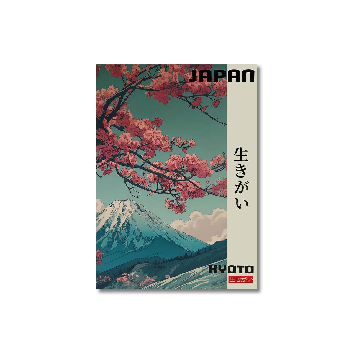 Japanese Mount Fuji Canvas Wall Art | Plum Blossom Wave Poster Canvas Wall Art Peaceful Pleasures Health and Wellness TL510 40x60cm Unframed