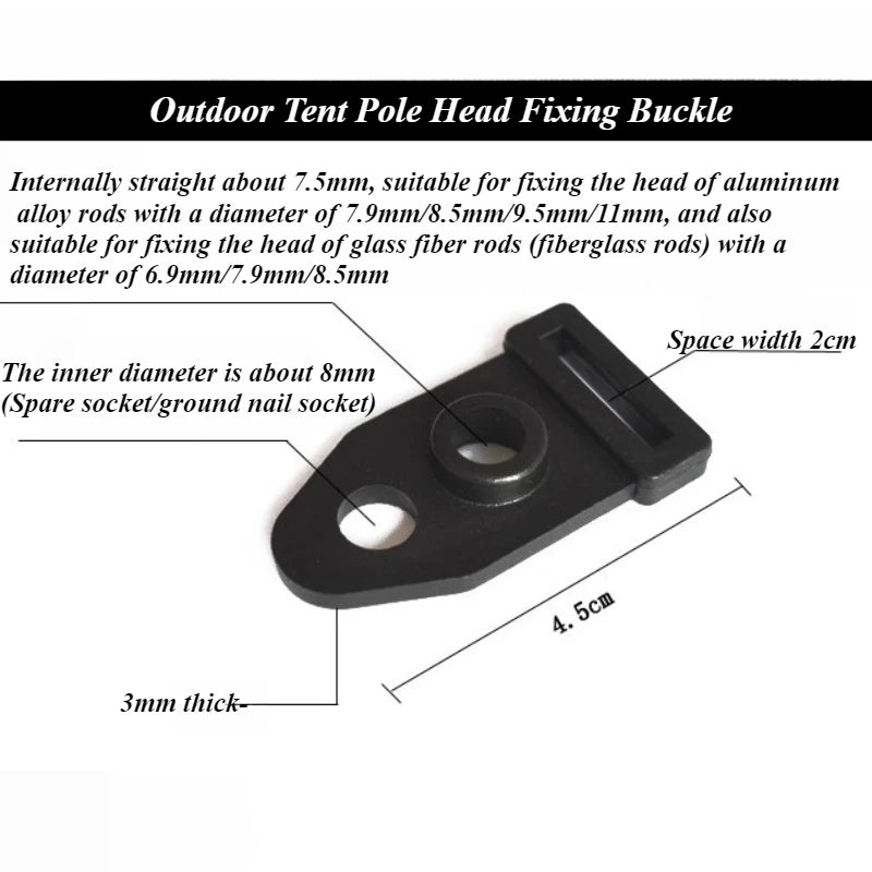 Tent Pole Head Fixing Buckles 3/5 Pack | Camping Repair Tent Pole Buckle Peaceful Pleasures Health and Wellness