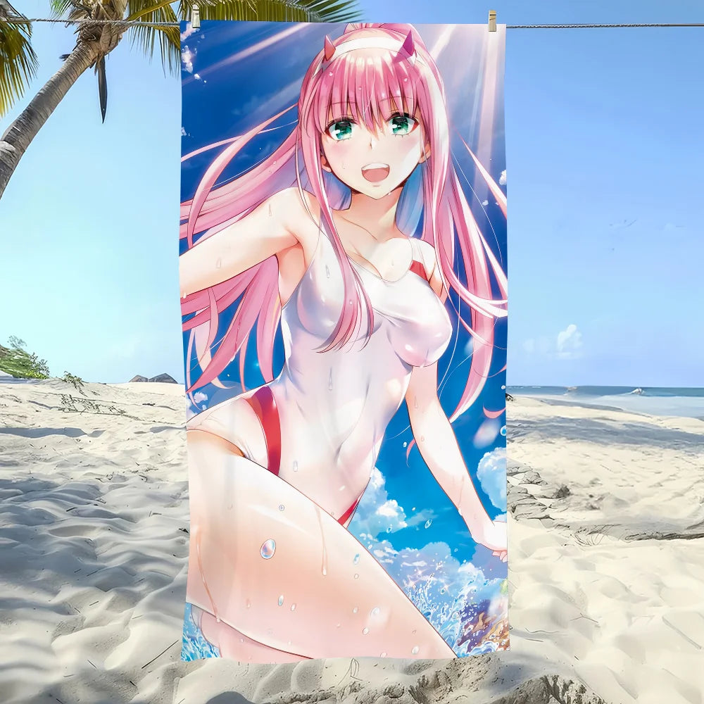 Darling in the FranXX Zero Two Anime Beach Towel | Quick Dry Anime Beach Towel Peaceful Pleasures Health and Wellness z2 STJ70x140CM