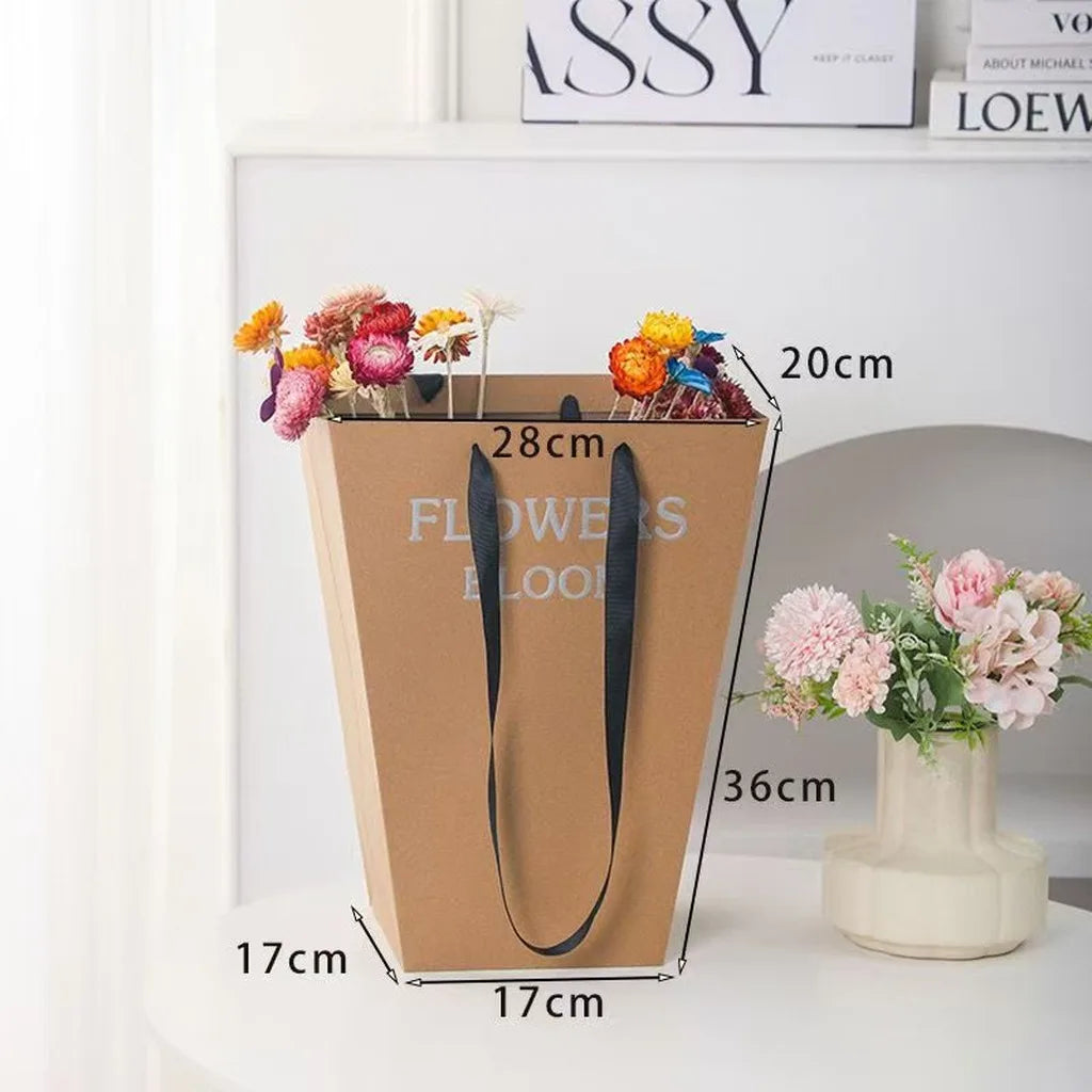Trapezoid Flower Carrying Bag | Printed Floral Cardboard Gift Bag