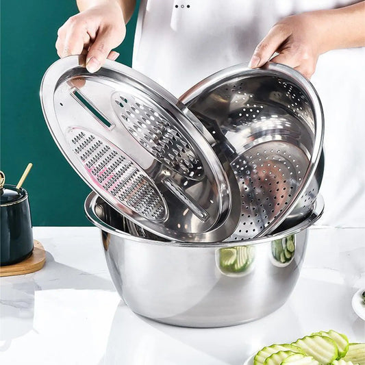 Stainless Steel Mixing Bowl Set with Grater & Drain Basket Mixing Bowl Set Oasis Select
