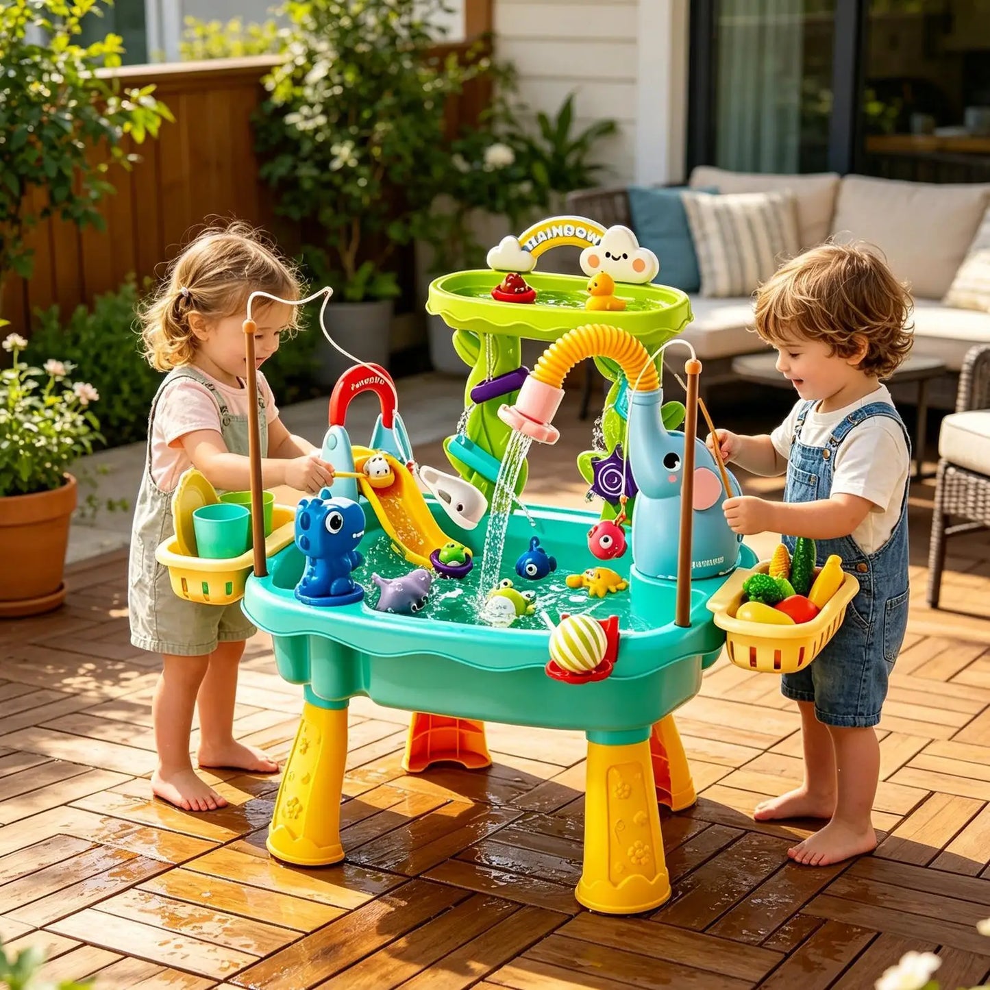 Toddler Water Table with Electric Pump | 4-in-1 Kids Play Sink