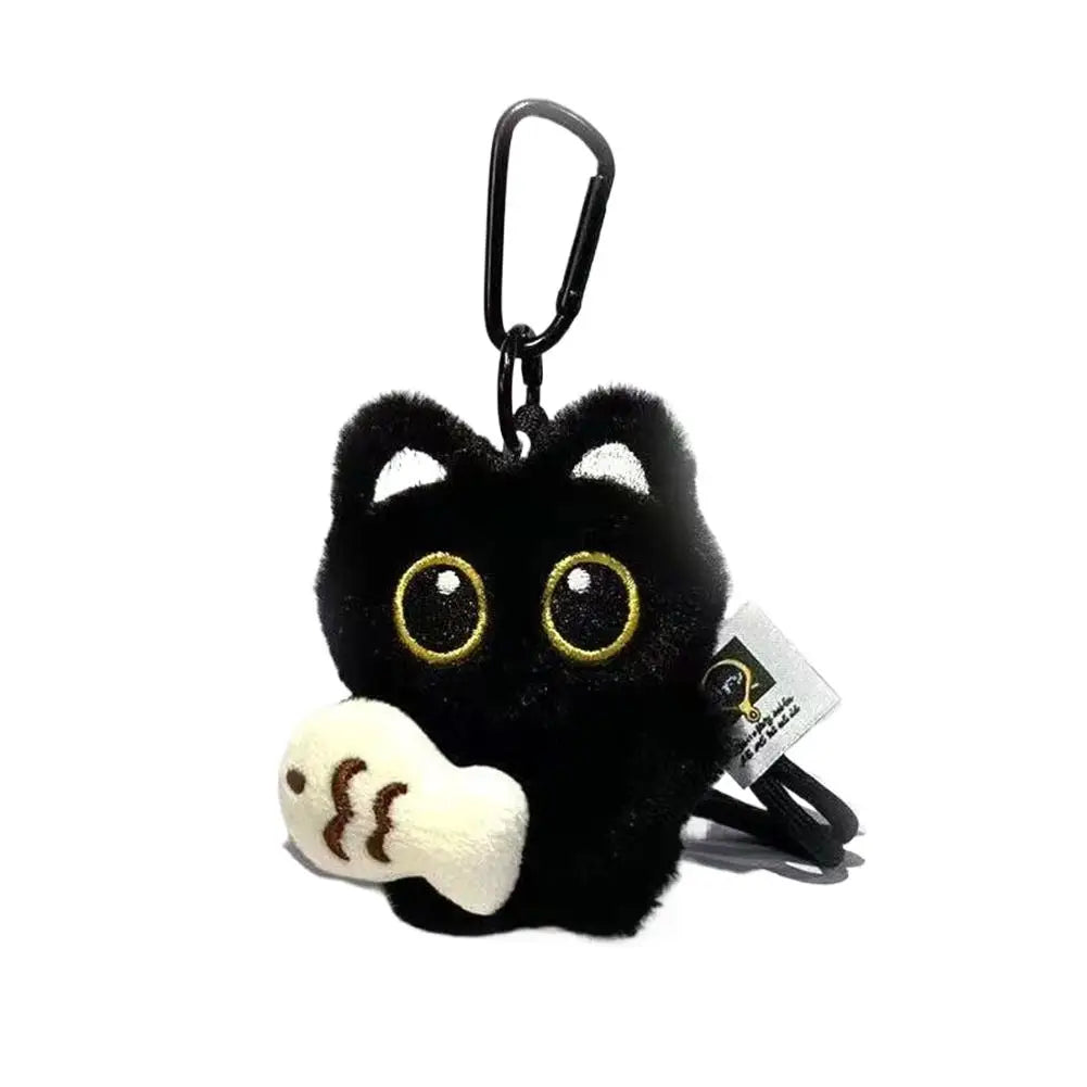 Black Cat Plush Keychain Charm | Cute Stuffed Cat Bag Pendant Plush Keychain Charm Peaceful Pleasures Health and Wellness F 1pc