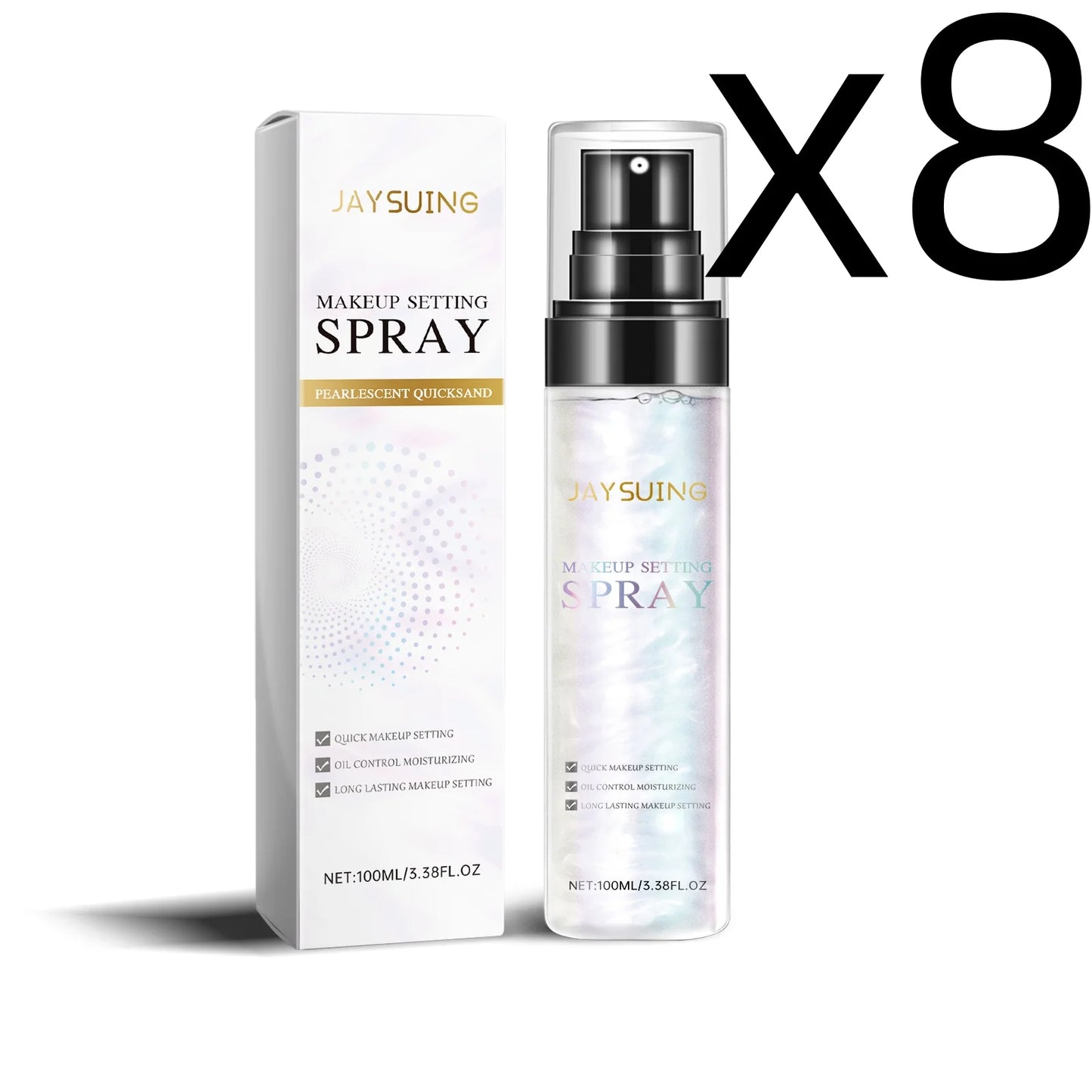 Jaysuing Makeup Setting Spray Lasting Makeup Hold Oil Control Quickly Drying Brighten Skin Tone Natural Lock Makeup Fixer Spray Peaceful Pleasures Health and Wellness 100ml Boxed X 8PCS