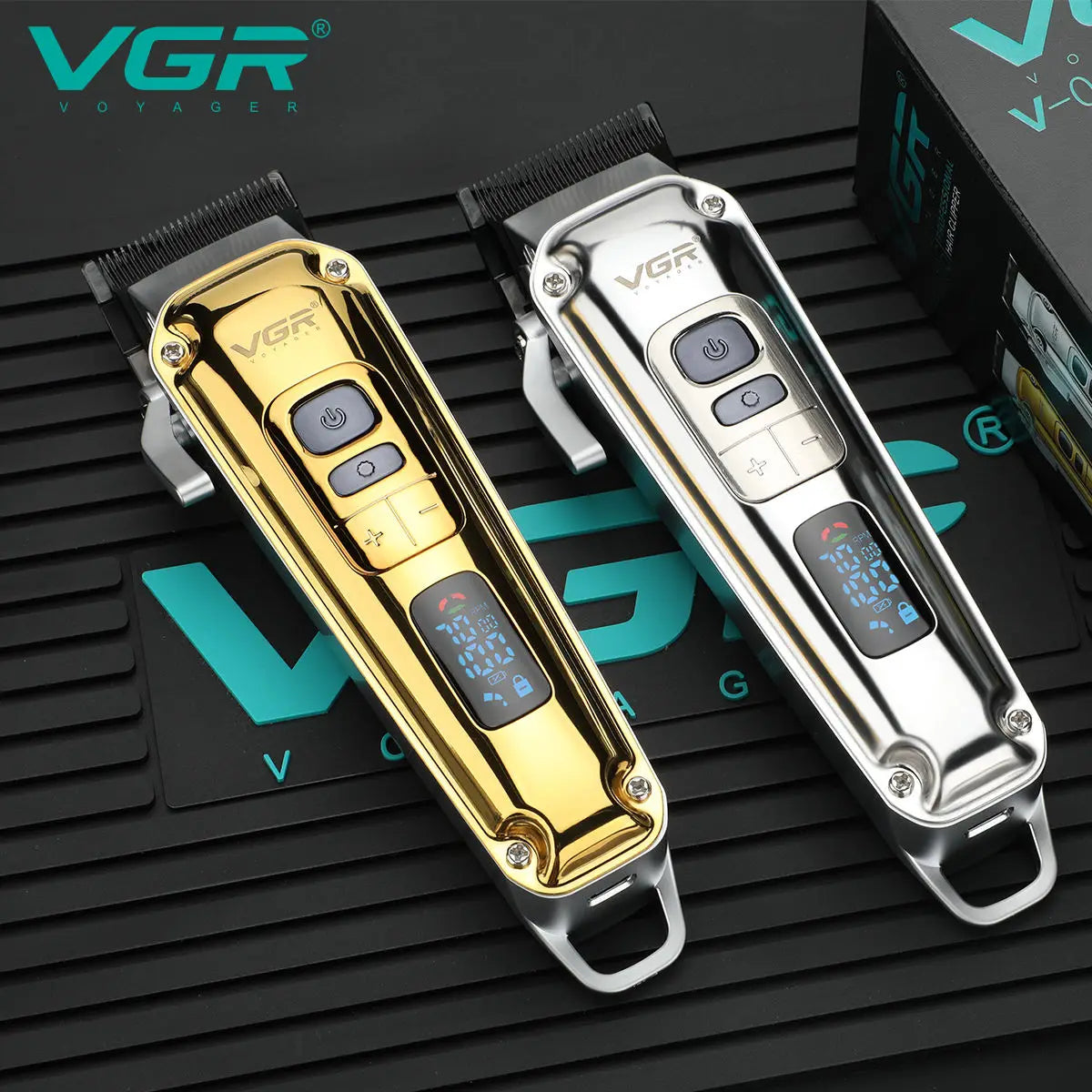 VGR 006 electric hair clipper metal retro men's electric push shear oil head carving LED intelligent digital hair trimming machi Peaceful Pleasures Health and Wellness