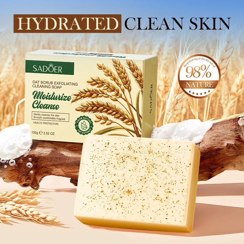 SADOER Oat Scrub Exfoliating Soap 100g – Gentle Cleansing Bar