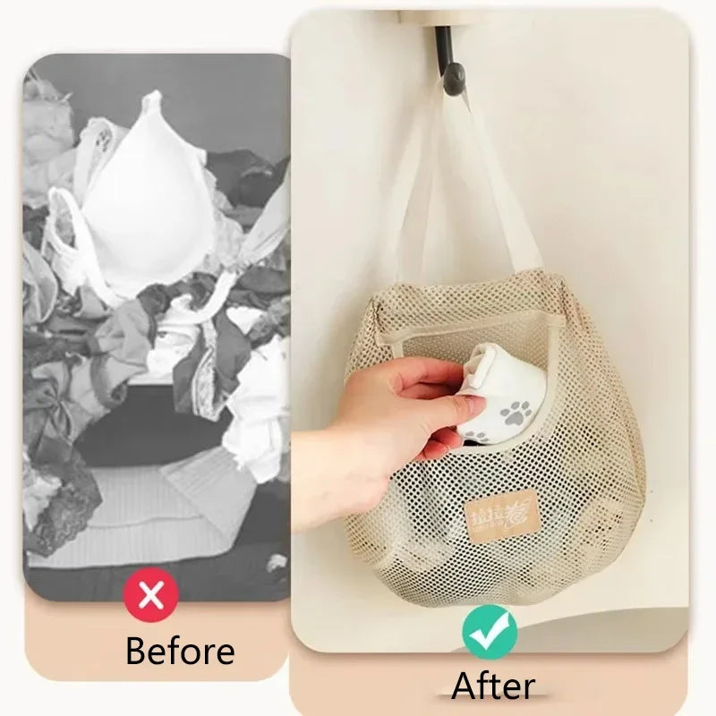 Hanging Net Storage Bags – Wall Wardrobe Organizer | Space Saver