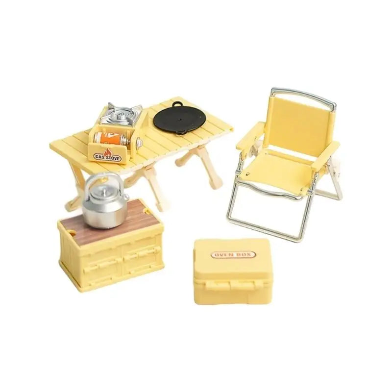 Miniature Camping Chair & Table Set | Dollhouse Figurine