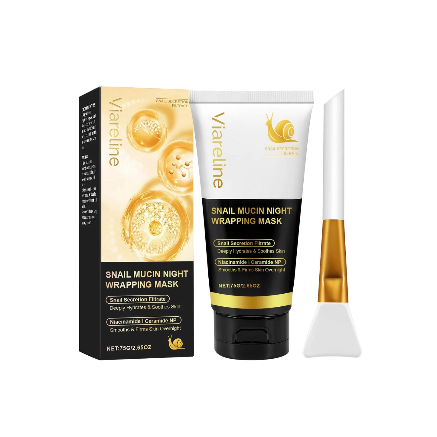 Moisturizing Night Wrapping Mask Hydrating Firming Brightening Fade Fine Lines Rejuvenating Smoothing Snail Essence Facial Mask Peaceful Pleasures Health and Wellness 75g boxed