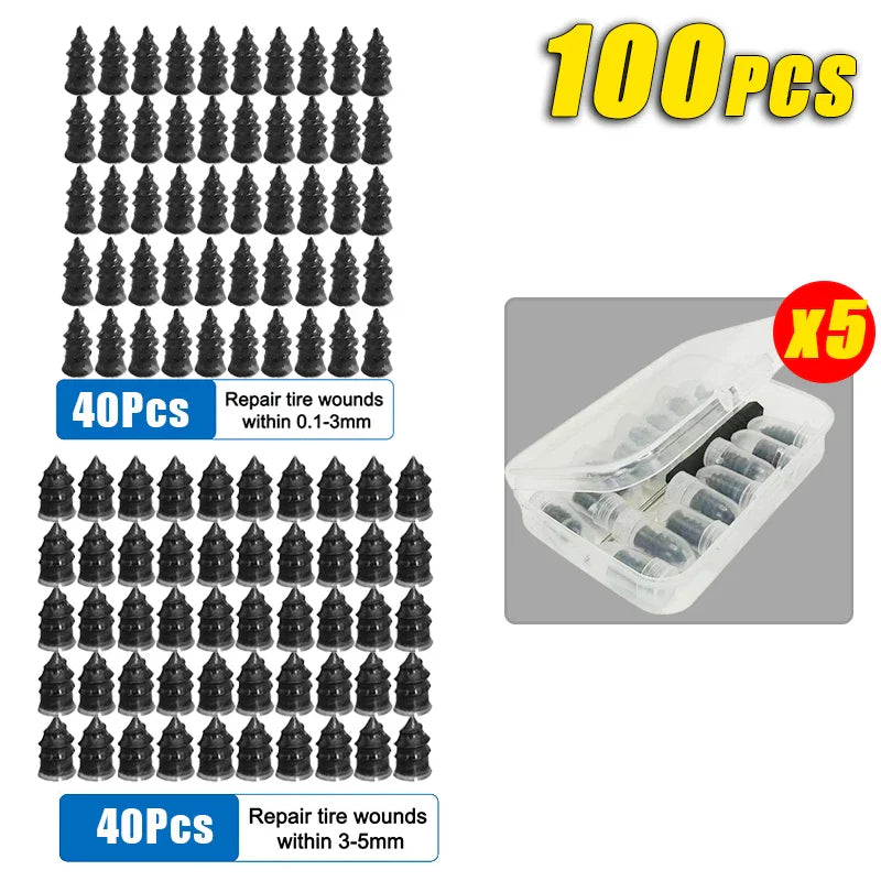 Mushroom Plug Tire Repair Kit 20–100 PCS | Car, Bike & EV
