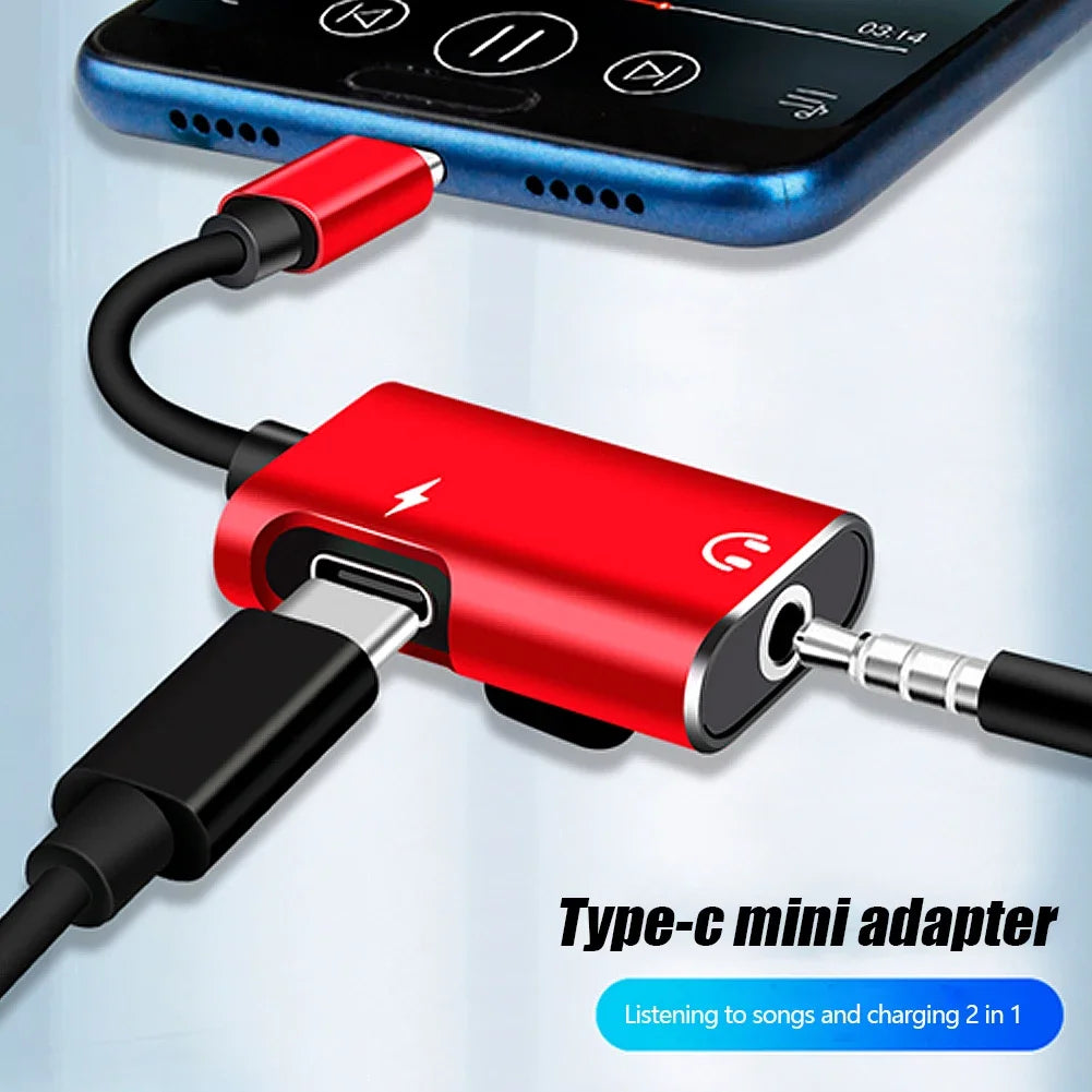 2-in-1 USB-C to 3.5mm Jack Adapter Type C Audio Splitter Headphone Charger Dongle for Xiaomi Huawei Type C Phones Peaceful Pleasures Health and Wellness
