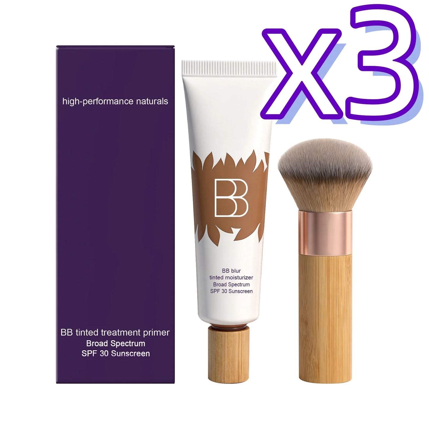 Sunscreen BB Cream Kit Efficient UV Protection Balance Oil Shine Conceal Face Blemishes Natrual Makeup Facial Primer Foundation Peaceful Pleasures Health and Wellness 1set Boxed x3