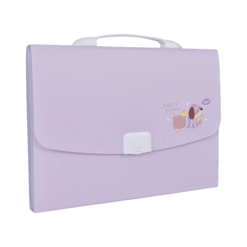 13 Pockets Expanding File Folder a4 Size Multi-Layer Paper Document Storage Holder Cartoon with Handle Portable Organ Bag Peaceful Pleasures Health and Wellness Purple