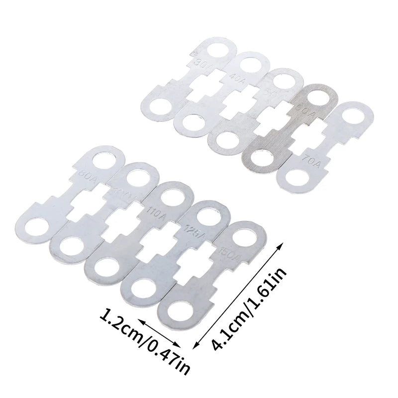 10-Pack Automotive Flat Zinc Fuses 30A–150A 32VDC Car Insert