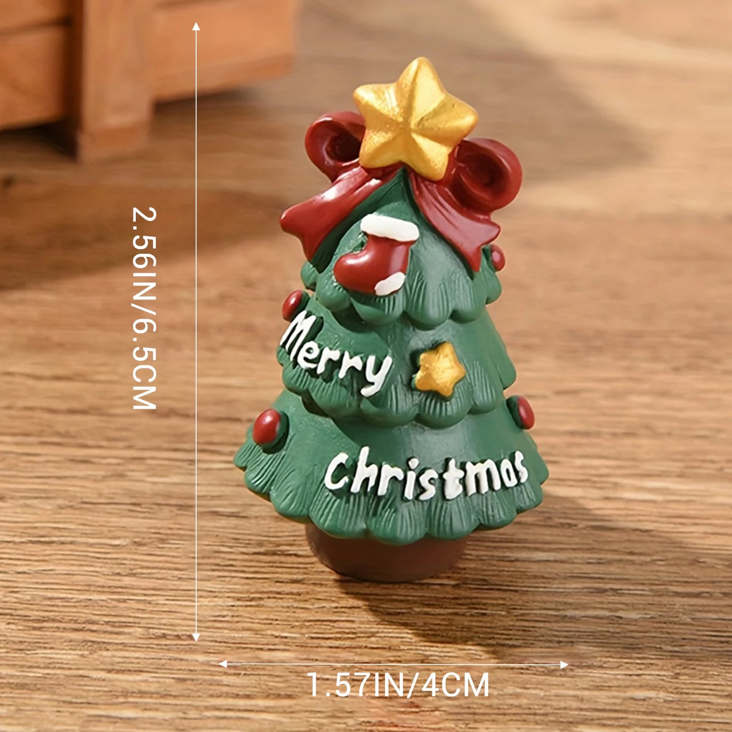 Personalized Resin Christmas Ornament Creative Mini Xmas Tree Santa Snowman Figurines Suitable for School Shop Peaceful Pleasures Health and Wellness