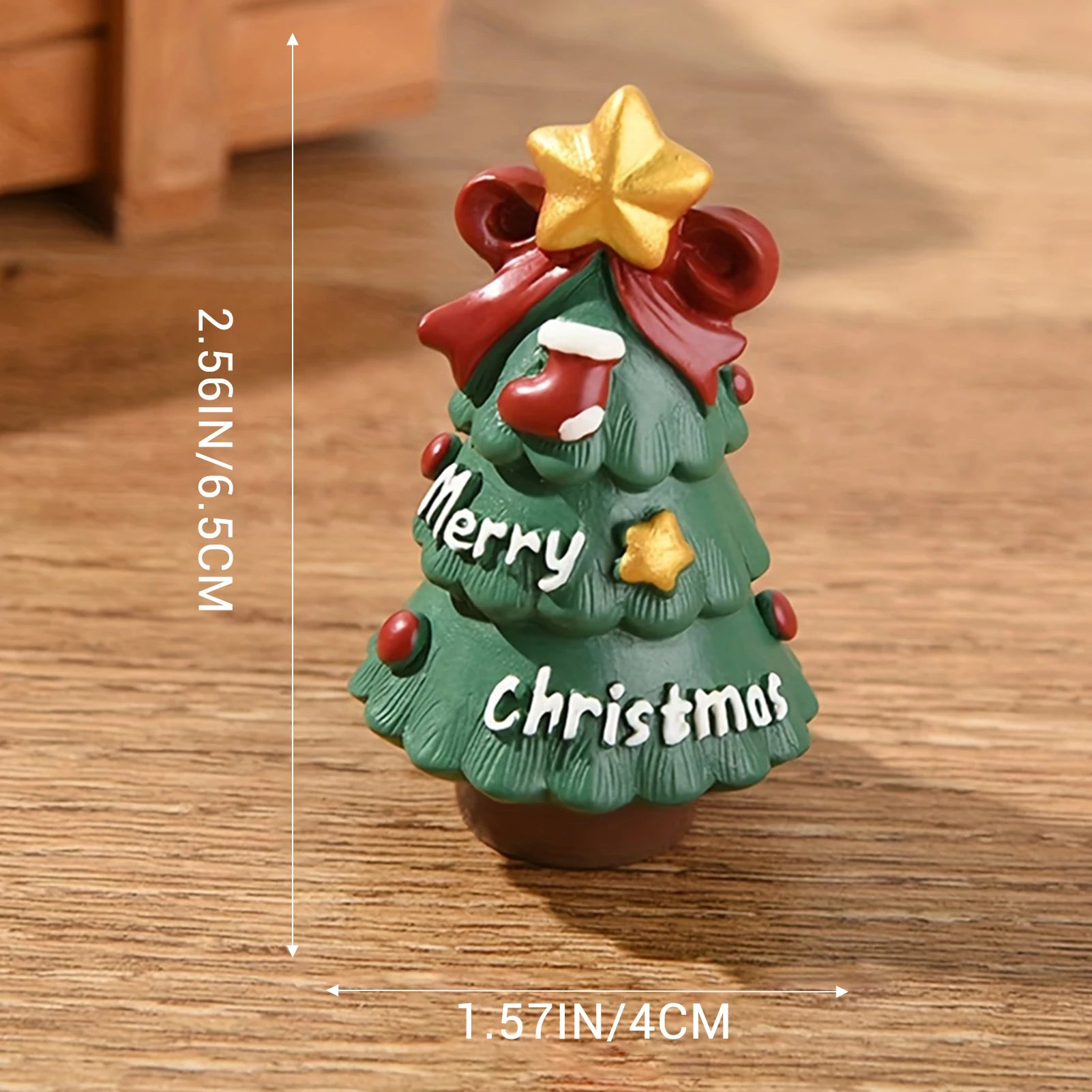 Personalized Resin Christmas Ornament Creative Mini Xmas Tree Santa Snowman Figurines Suitable for School Shop Peaceful Pleasures Health and Wellness