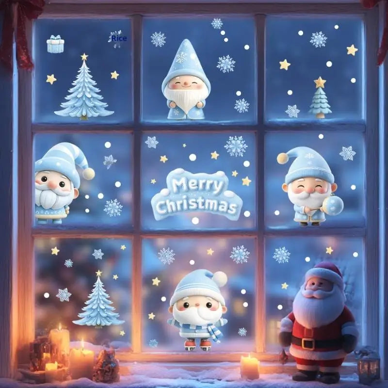 Christmas Window Static Clings – Snowman, Santa & Snowflake