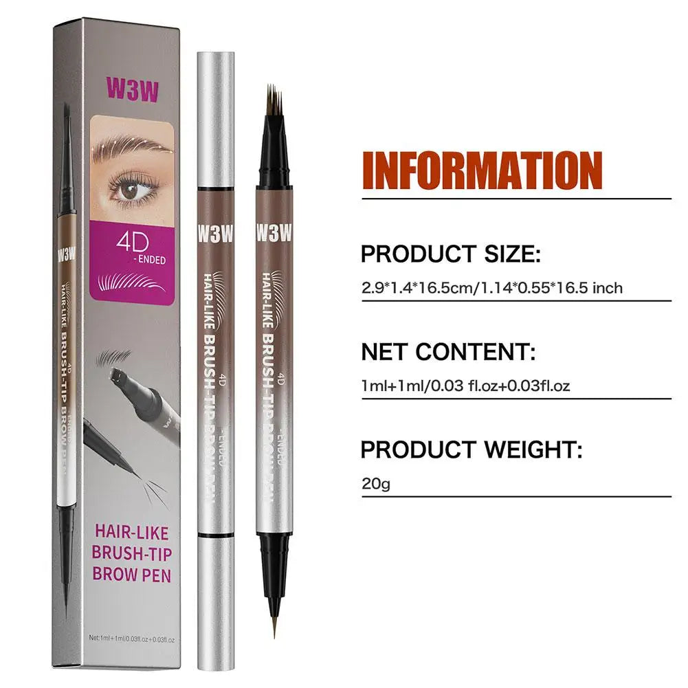 4D Miniature Double Head 2in1 Eyebrow Eyeliner Pencil - Waterproof Non Smudge Multi Color Liquid Eyebrow Pencil Dual Use Eye Peaceful Pleasures Health and Wellness