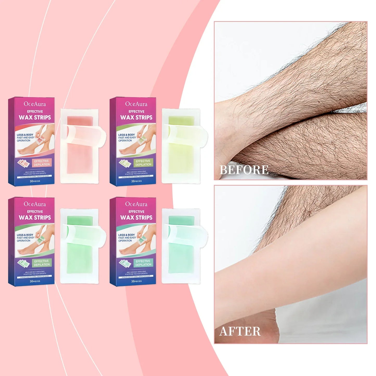 OceAura Scented Wax Strips – Gentle Hair Removal & Soft Skin