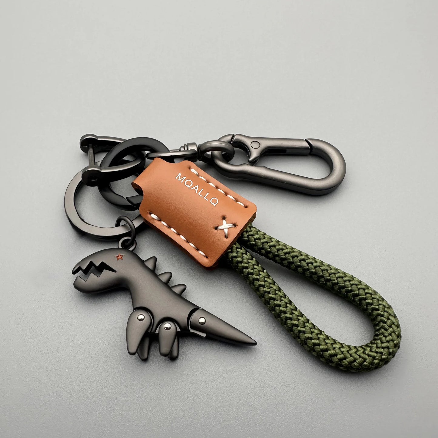 Cute Cartoon Dinosaur Keychain – Zinc Alloy & Leather Rope