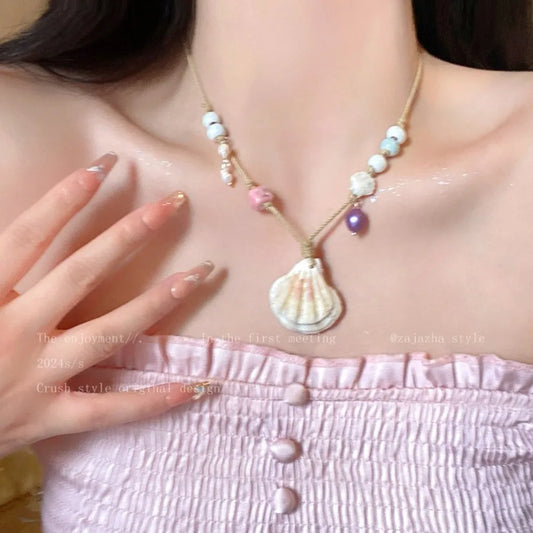 Sea Star Shell Beads Necklace – Bohemian Beach Jewelry Pendant Necklace Oasis Select