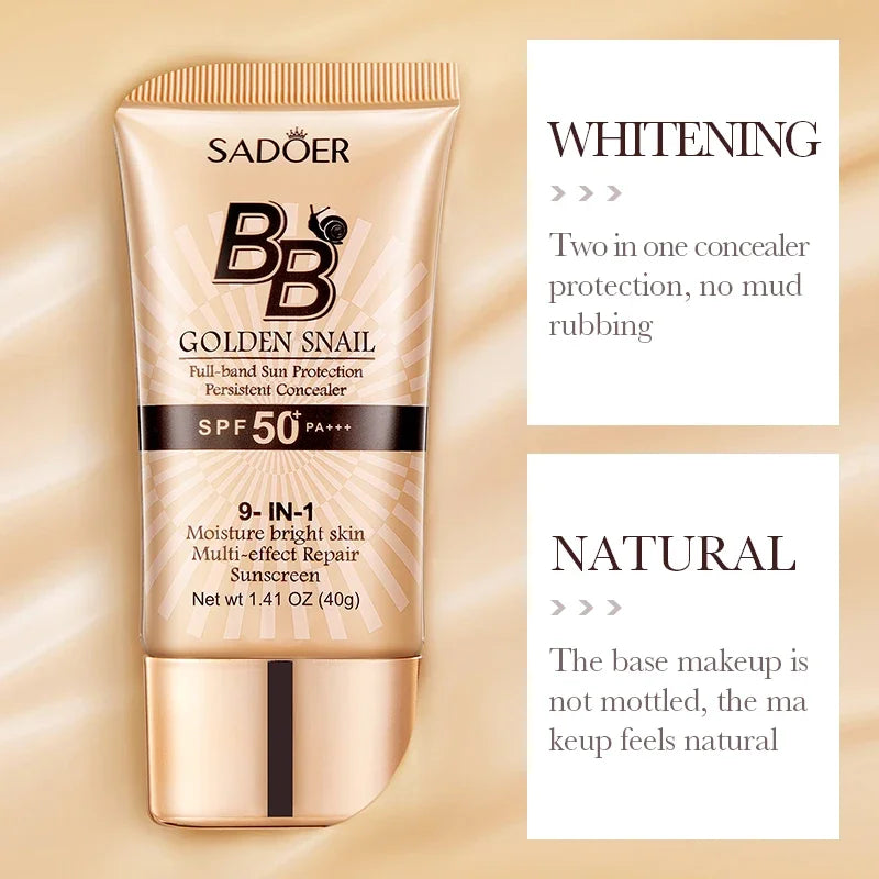 SPF50 Sunscreen BB Cream Face Makeup Foundation Primer Moisturizer Concealer Sun Block Protection Isolation Peaceful Pleasures Health and Wellness
