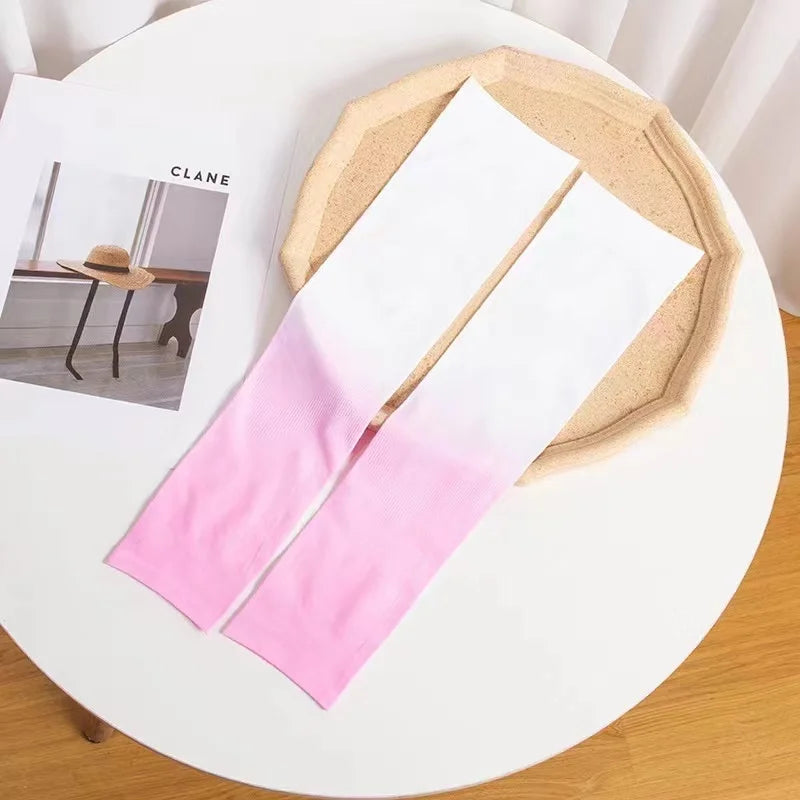 Gradient Sunscreen and Colorful Ice Silk Sleeves Peaceful Pleasures Health and Wellness White Pink