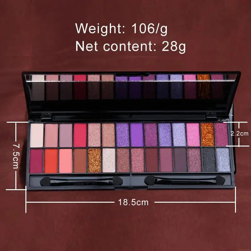 Cmaadu 28-Color Matte Shimmer Eyeshadow Palette + Brush