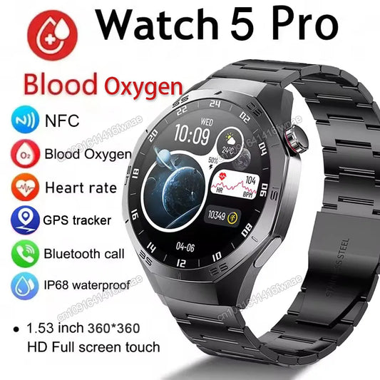 2026 New Watch 5 Pro GPS Smart Watch 1.53'' AMOLED Screen Heart Rate Monitor Sports Tracker Smartwatch Men Women For Android IOS Peaceful Pleasures Health and Wellness