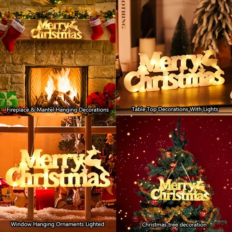 LED 3D Merry Christmas Marquee Light Sign | Holiday Tabletop Decor