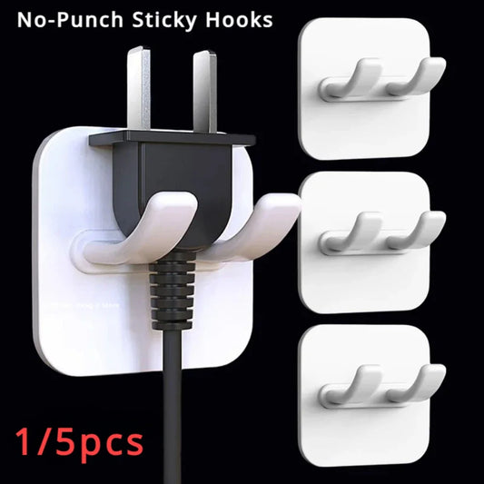Adhesive Wall Hooks – Multi-Use Storage Organizer 1–5 Pack Adhesive Wall Hook Peaceful Pleasures Health and Wellness