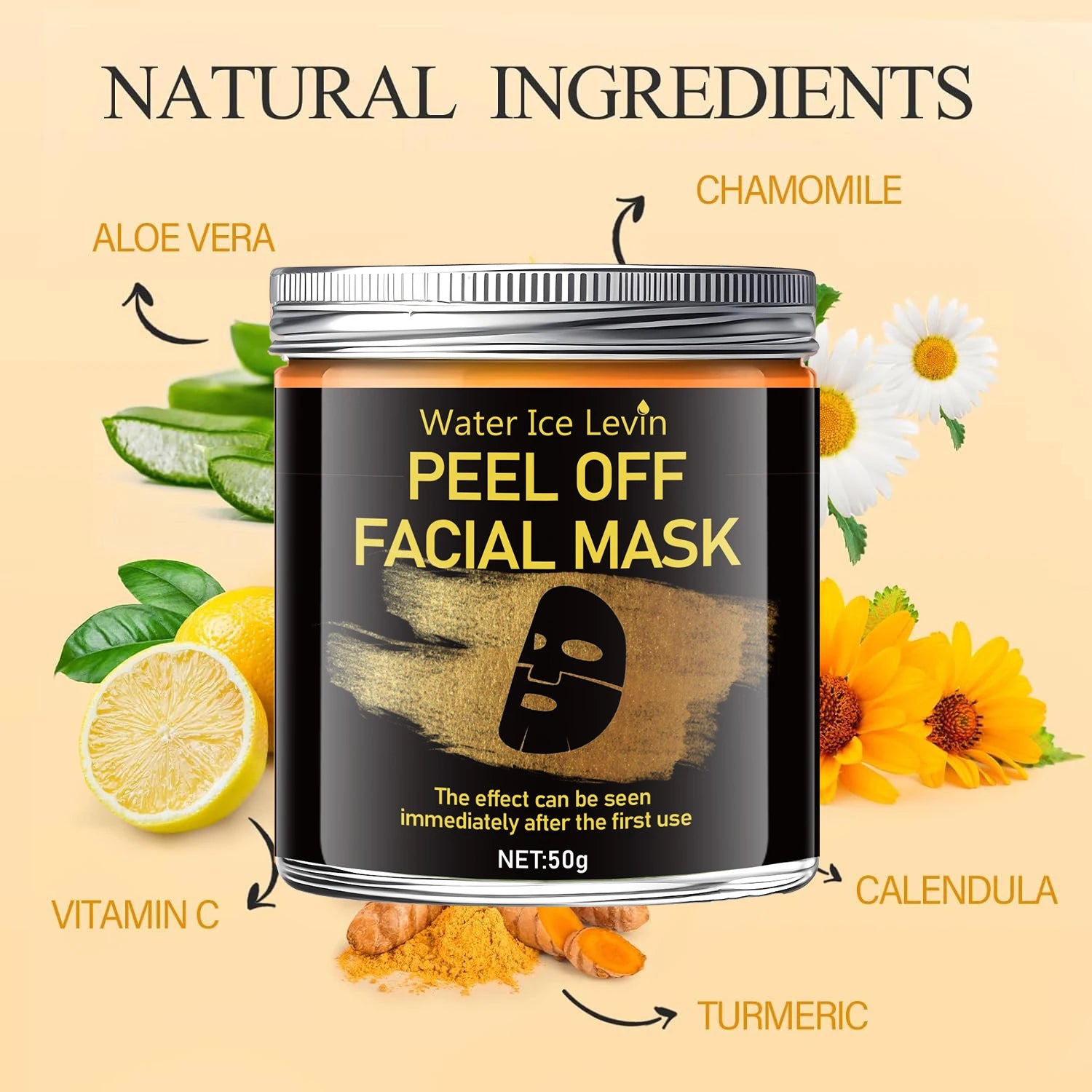 Turmeric Vitamin C Retinol Gel Peel Mask – Moisturizing 50g Gel Peel Face Mask Peaceful Pleasures Health and Wellness