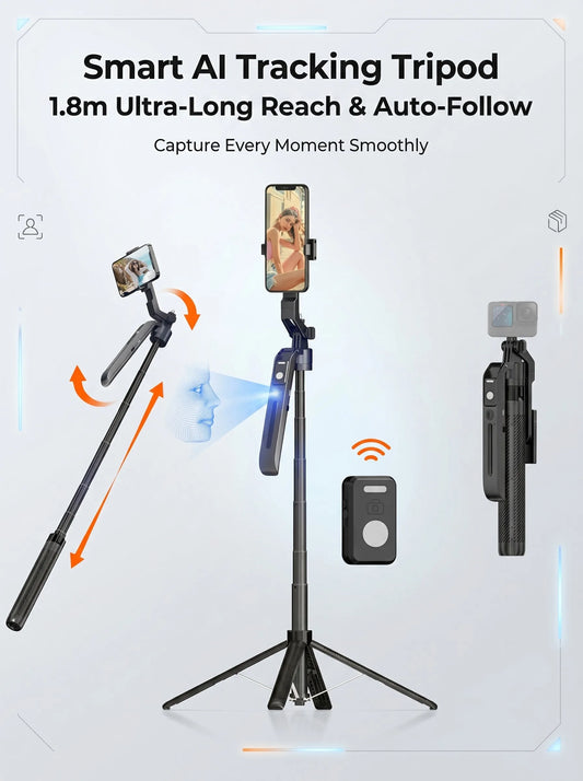 360° AI Face Tracking Gimbal Stabilizer Anti-Shake Telescopic Selfie Stick Tripod Phone Holder Smartphone Vlog Live Photography Peaceful Pleasures Health and Wellness