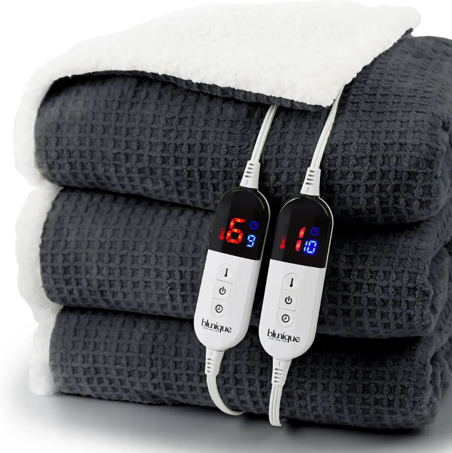 Queen Size Electric Heated Blanket – Dual Controllers, Sherpa Fleece, 6 Heat Levels & Auto Shut-Off Electric Blanket Peaceful Pleasures Health and Wellness United States