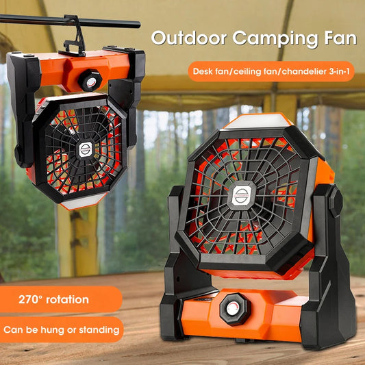 10000mAh Pro High Capacity Portable Rechargeable Fan with LED Light and Hook for Desk Camping Outdoor Tent Car Trip Peaceful Pleasures Health and Wellness