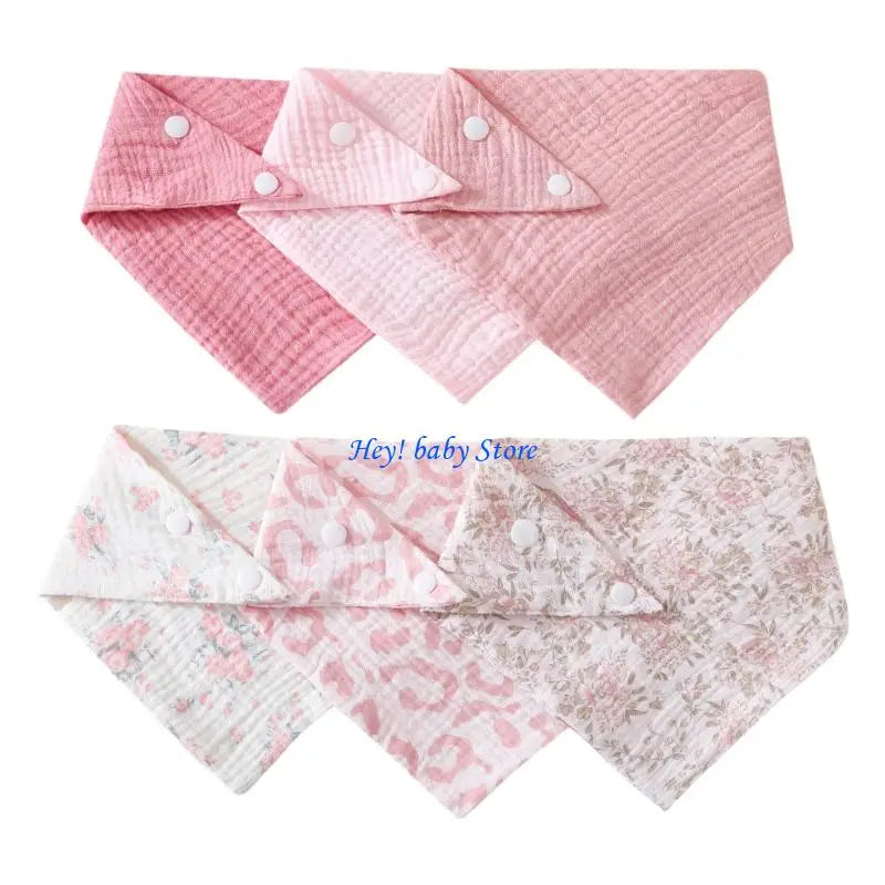 6-Pack Muslin Cotton Baby Bibs – Soft Drool & Feeding Bibs
