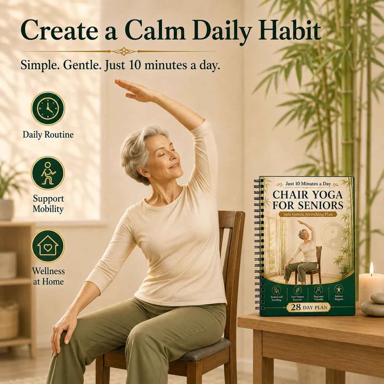 Chair Supported Tai Chi Walking Yoga Seniors A5 Spiral 28 Day